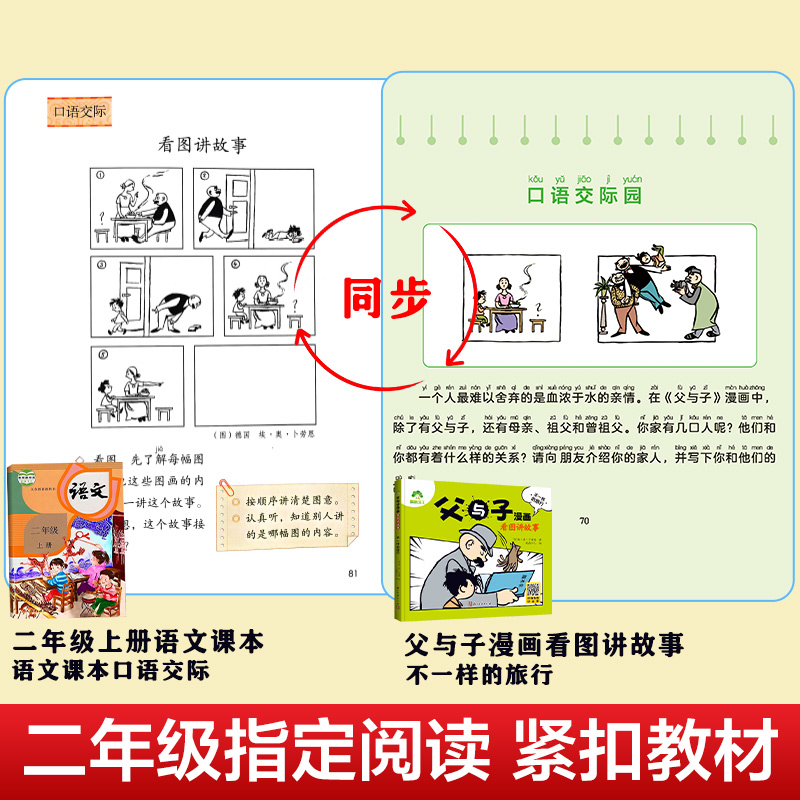 爱德少儿世界经典漫画父与子全集彩色双语版+黑白双语版 小学6-10-12岁亲子课外书阅读漫画故事经典读物少儿图书中英文双语书籍 - 图1