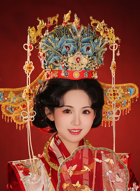 龙凤瑶原创六龙三凤冠霞帔明制新娘头饰中式汉服婚礼皇后大婚发冠