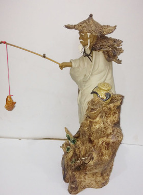 陶瓷姜太公钓鱼摆件开业礼品