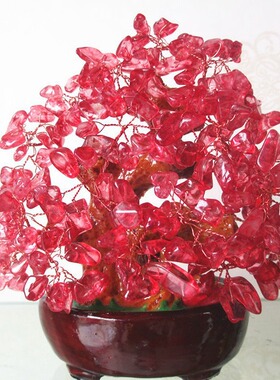 厂家创意礼物商务礼品天然绿东陵水晶招财树工艺家居饰品摆件