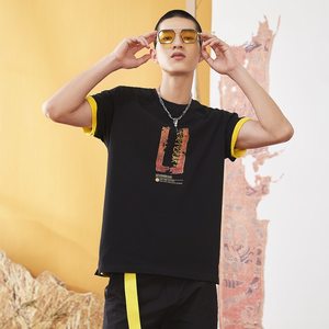 清仓甘肃博物馆联名柒牌男装纯棉圆领开叉T恤休闲潮流中青年短袖