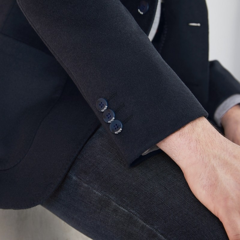 【含羊毛】柒牌特价西服外套男秋冬时尚休闲平驳领深蓝色单西,淘宝优惠券,粉丝福利购,淘宝优惠卷