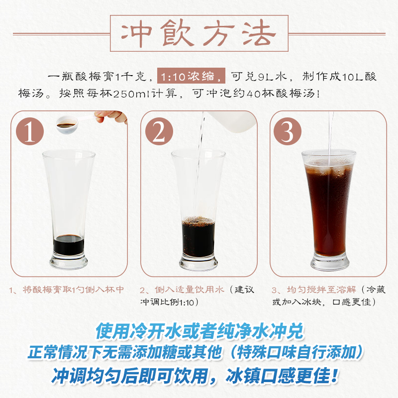 酸梅膏10倍浓缩商用1000g2瓶汉口老万城酸梅汤家用免煮网红饮品料 - 图2