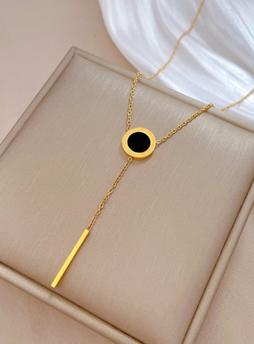 黑色流苏项链女款2024新款