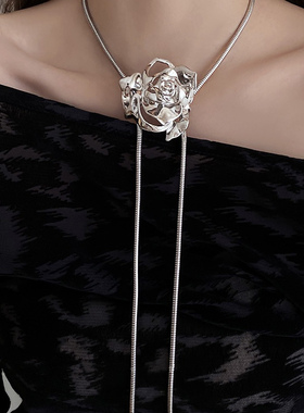 ins冷淡风玫瑰花项链女