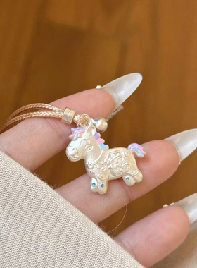 珐琅小马项链女小众设计感马年本