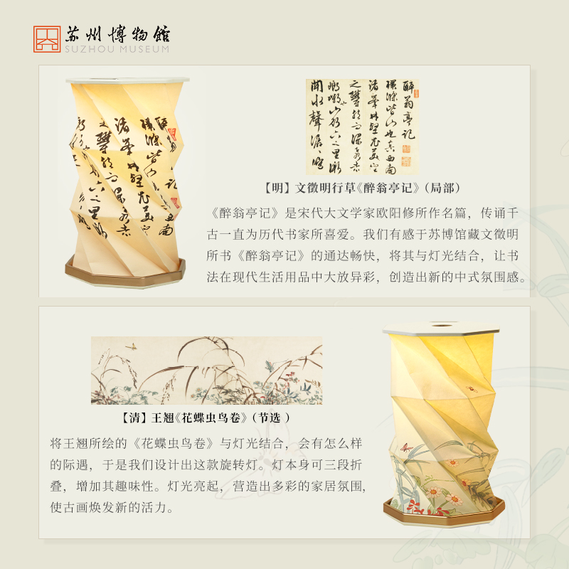 苏州博物馆百卉含英旋转灯创意卧室充电伴睡小夜灯原创母亲节礼物 - 图2