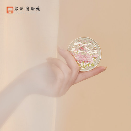苏州博物馆 凤戏牡丹镜复古手持化妆镜随身金属镜礼物送女友妈妈 - 图2