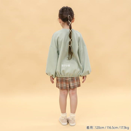 日 N0US 女童可爱泡泡袖宽松波点套头卫衣 两色入 - 图2