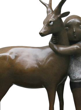 阿斯蒙迪张慧原创限量青铜鹿雕塑