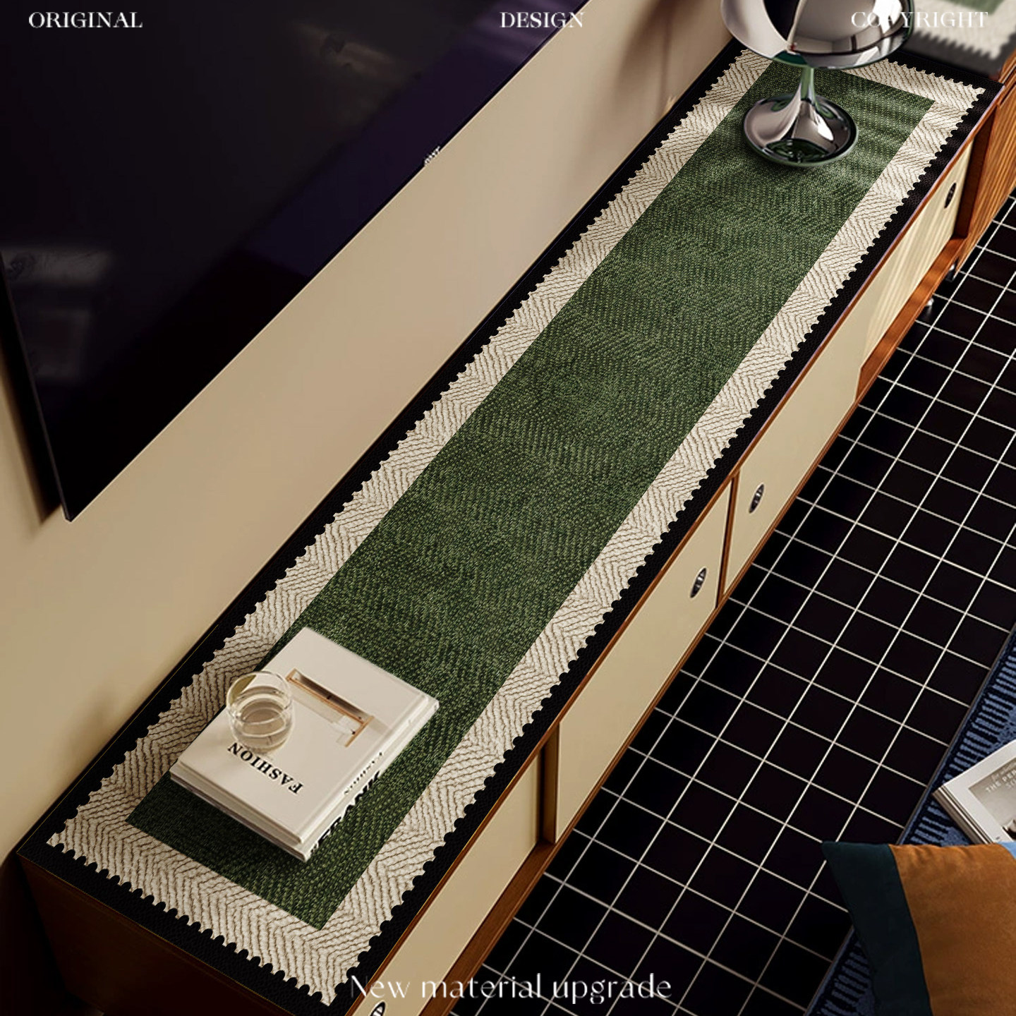 中古风电视柜桌垫防水防油防烫2025新款轻奢高级感长条台面保护垫,淘宝优惠券,粉丝福利购,淘宝优惠卷