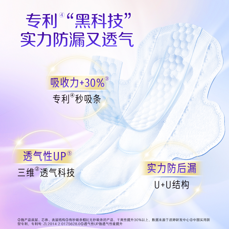 洁婷卫生巾整箱批发透气双U夜用290mm225片姨妈女旗舰店官方正品-图1