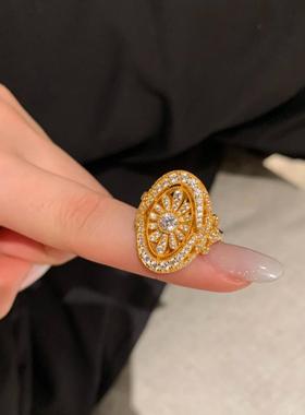 中古风复古雏菊戒指高级感蕾丝