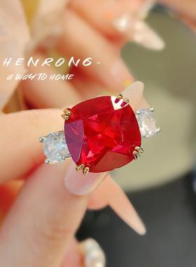 时尚轻奢红刚玉套装高碳钻摩根石