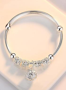 臻荣镀925银手镯女款宫铃铛