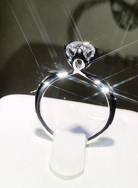 网红镀pt950白金仿莫桑石戒指