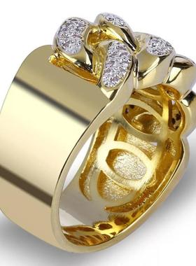 臻荣wish热卖镀18k金镶钻戒指