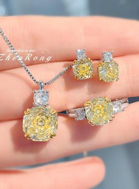 时尚轻奢八角玫瑰切吊坠项链炫彩