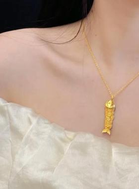 金店同款五帝钱锦鲤金鱼项链女