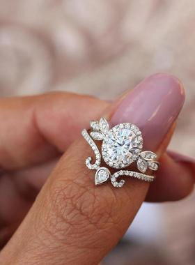 臻荣wish速卖通新款仿真锆石套戒