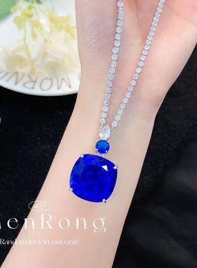 奢华满钻皇家蓝蓝宝石套链礼服