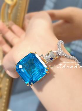 时尚轻奢高级感海蓝宝豹子锆石