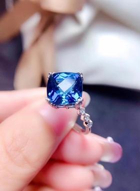 新款气质公主方钻伦敦蓝吊坠镶嵌
