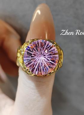 意大利复古拉丝工艺羽毛戒指轻奢