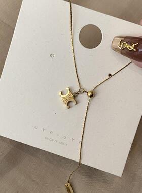 网红同款气质凯旋门吊坠抽拉项链