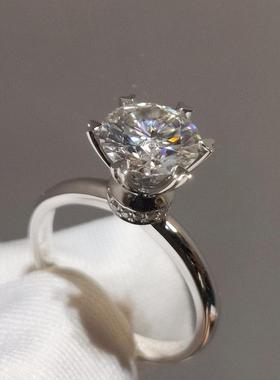 电镀pt950仿真莫桑石开口戒指