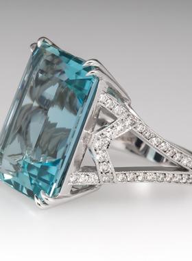 臻荣货源镶嵌海蓝色托帕石方钻