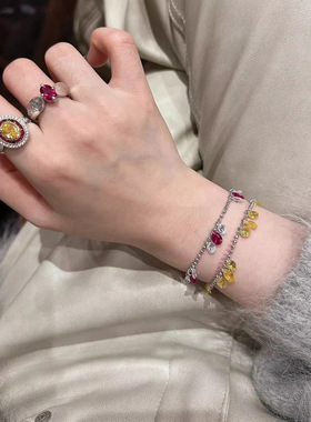 泪醉星河红色锆石手链夏天轻奢