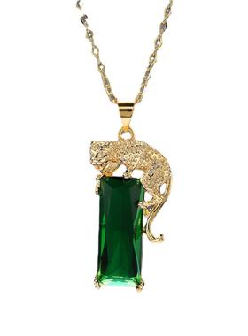 欧美时尚热卖黄金飞豹吊坠碧玺绿