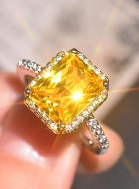 新款欧美奢华镶嵌黄钻双色戒指