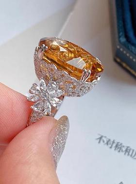 轻奢气质闪耀小众精致香槟钻戒指