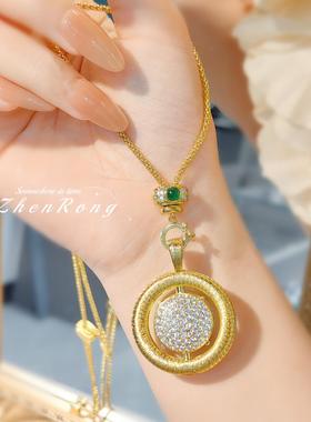 意大利复古高级感拉丝炫彩钻吊坠