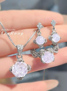 八角千禧玫瑰切帕拉伊巴项链吊坠