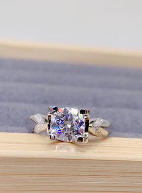 仿真D色莫桑石燕尾牛头戒指定制