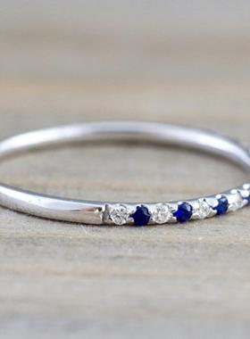 臻荣wish热卖新款镶嵌蓝宝石戒指