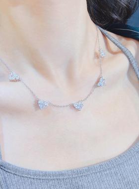 轻奢公主粉钻心形项链女网红新款