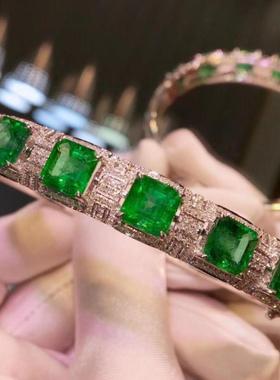 新款仿真天然祖母绿手镯镀18k