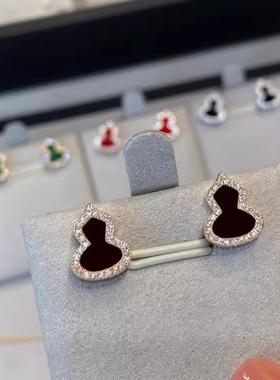 红玛瑙紫玉髓葫芦耳钉气质耳环