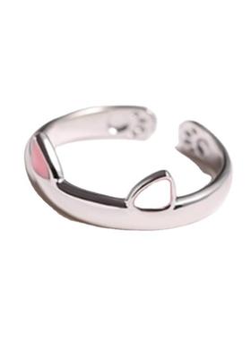 猫爪子戒指银开口猫咪指环萌宠