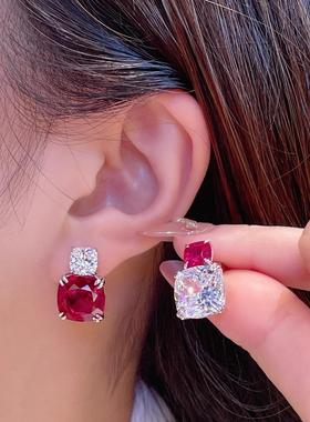 轻奢红刚玉吊坠项链时尚晚宴培育