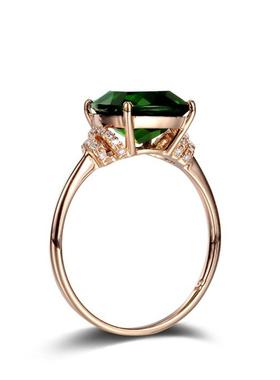 臻荣欧美镀18K玫瑰金祖母绿色