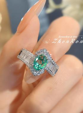 复古高级感人工培育帕拉伊巴戒指