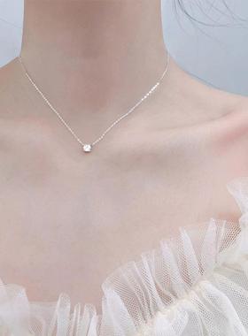 镀s925纯银闪钻项链简约网红