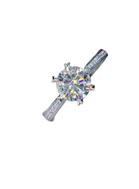 仿美国进口D色莫桑石戒指女镀pt