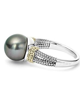 臻荣货源ebay镶嵌灰色珍珠戒指