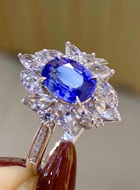 彩宝戒指新款奢华群镶仿天然